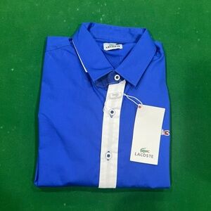 Lacoste Men's Royal Blue and White Button Down Shirt